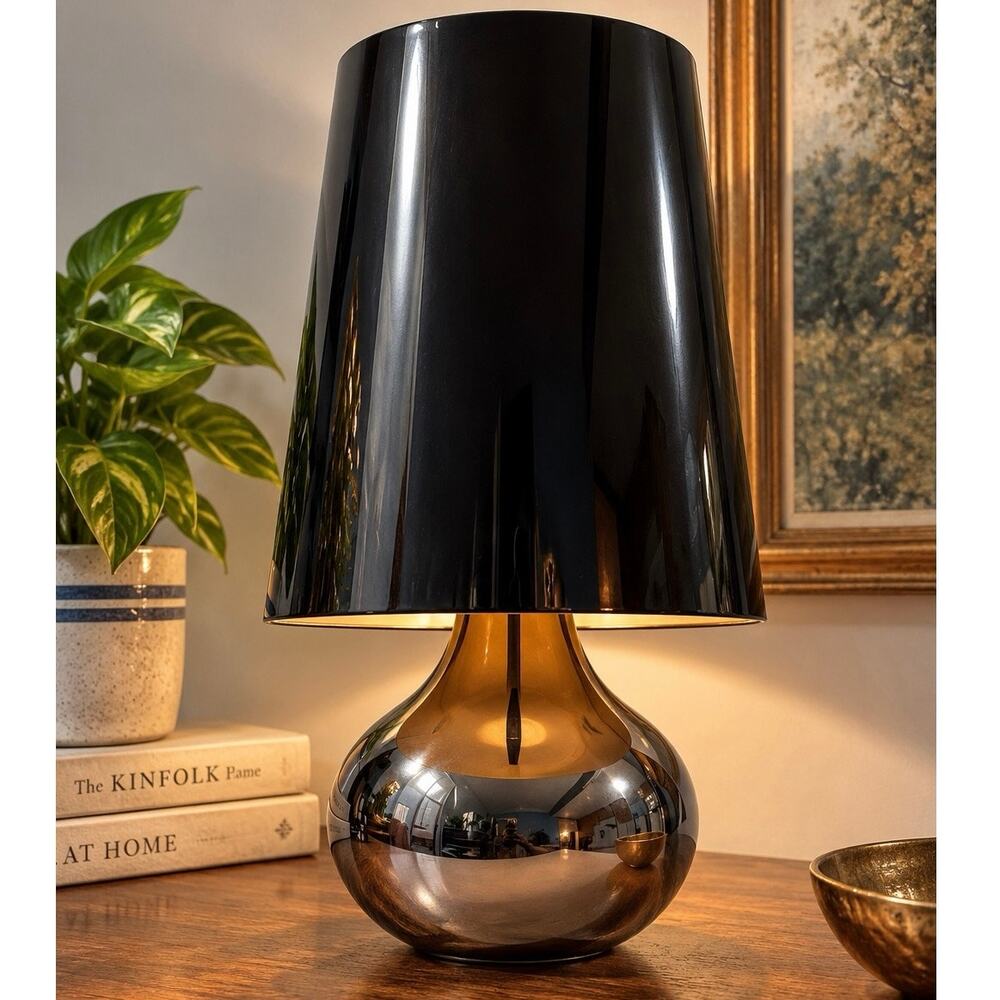 Kartell Cindy Table Lamp Italian Black Chrome Modern ‘70’s Lighting Underwriters